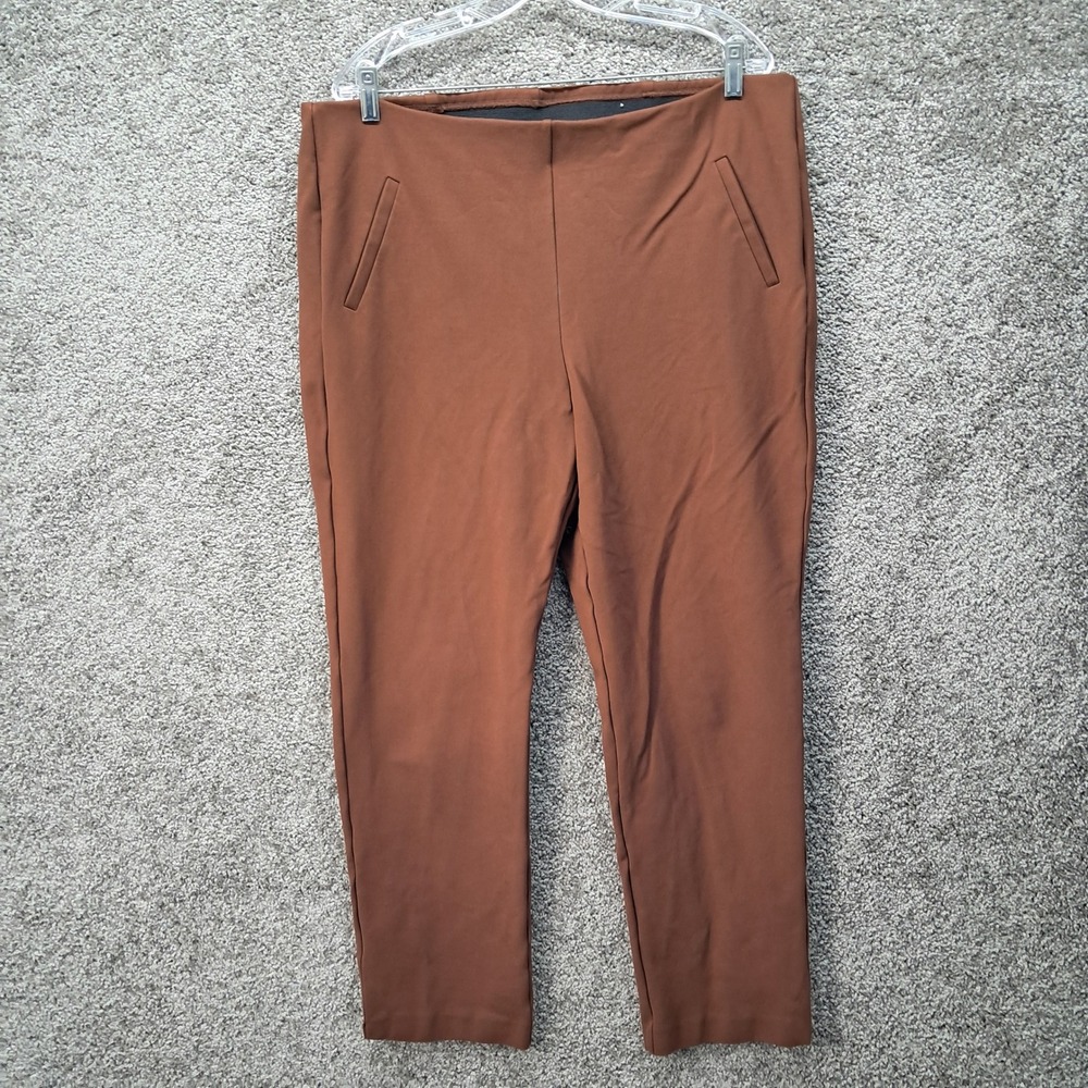 Chicos Womens Rust Brown Ponte Knit Pull On Ankle Pants Size 3 US 16 High Rise
